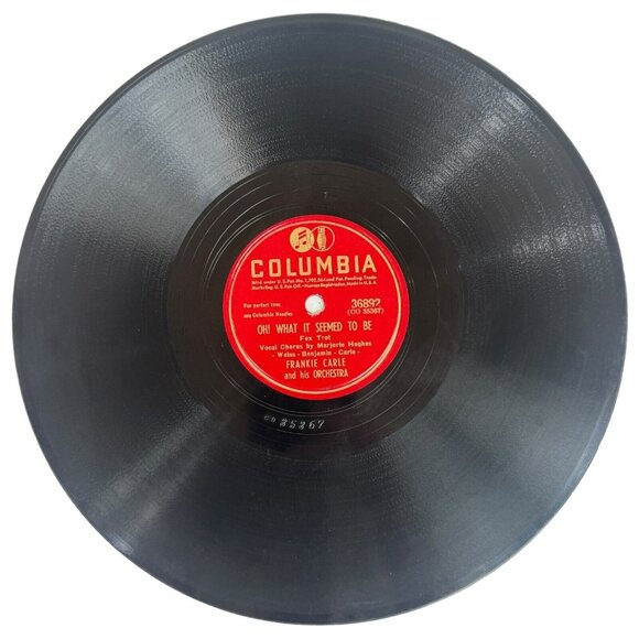 Frankie Carle & His Orchestra Oh What It Seemed To Be 36892 Columbia 78 RPM - Picture 1 of 4